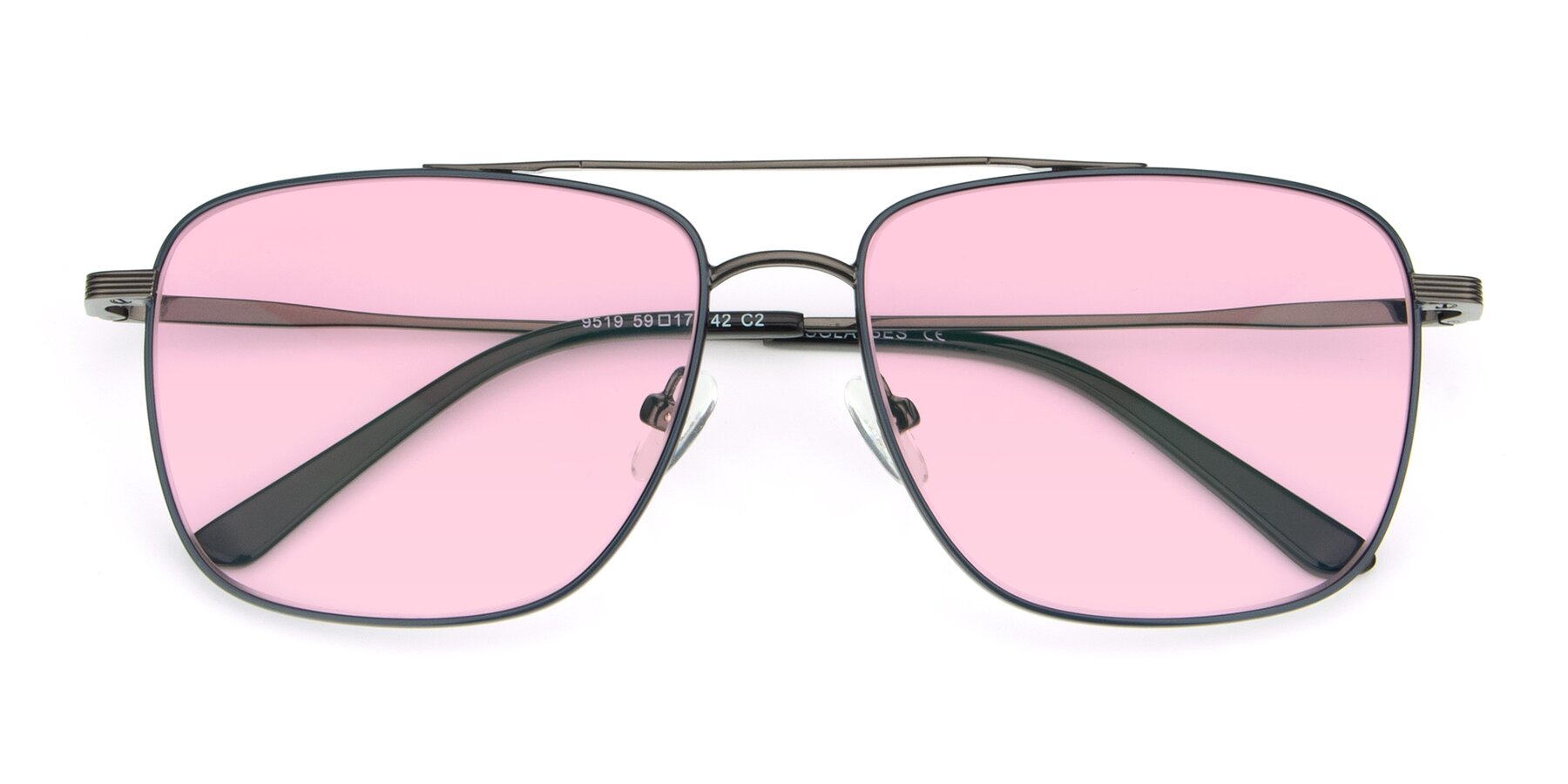 Folded Front of 9519 in Ink Blue-Gunmetal with Light Pink Tinted Lenses