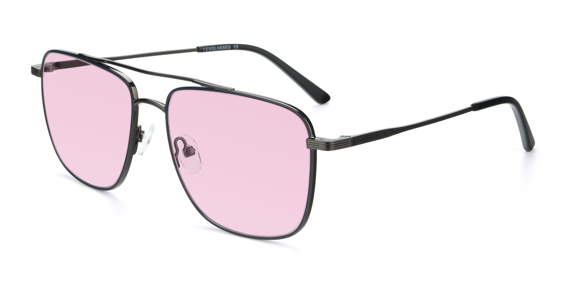 Angle of 9519 in Ink Blue-Gunmetal with Light Pink Tinted Lenses