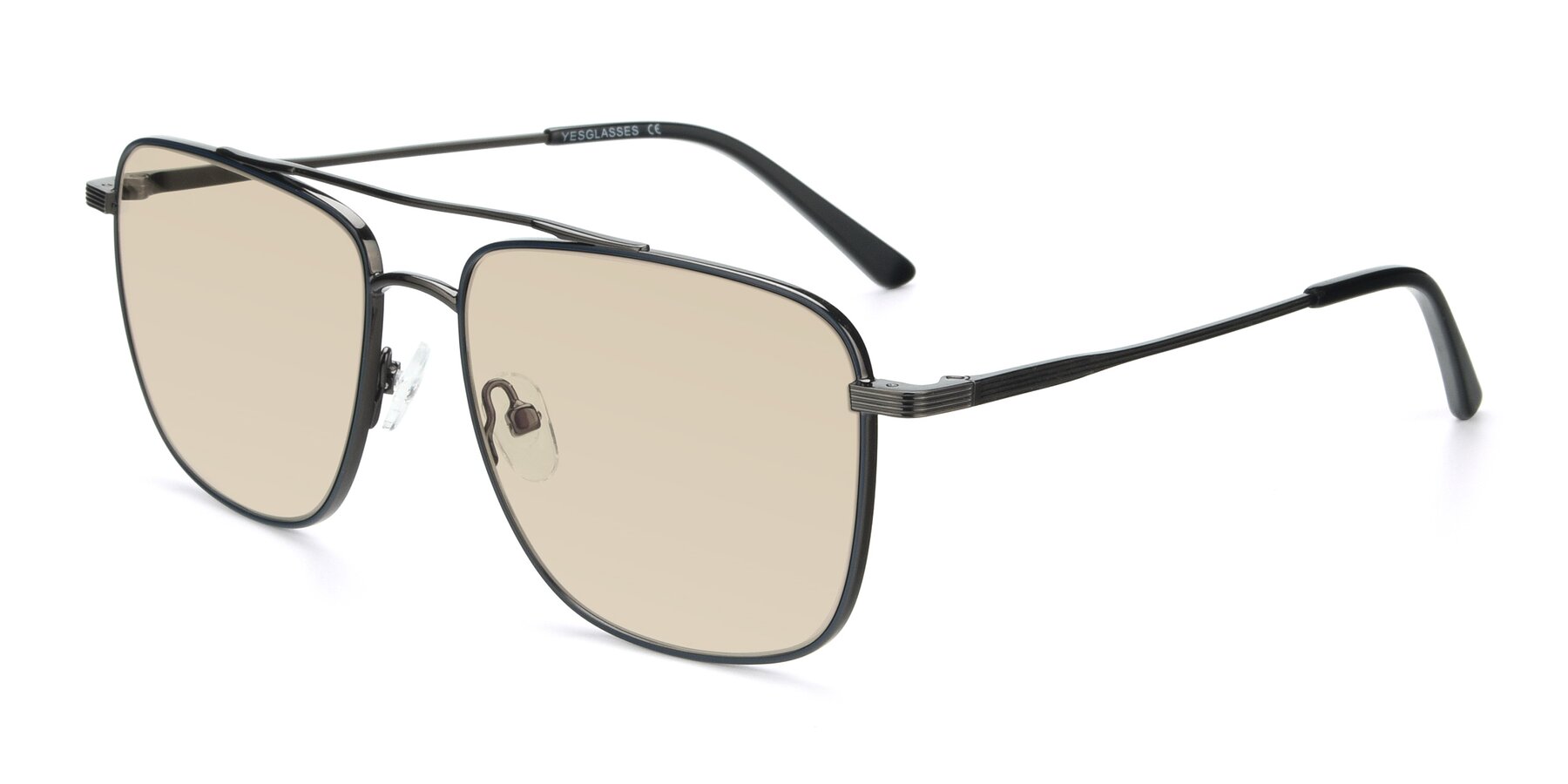 Angle of 9519 in Ink Blue-Gunmetal with Light Brown Tinted Lenses