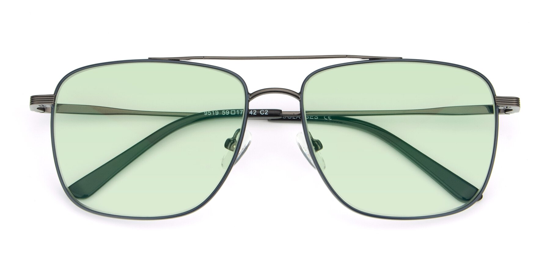 Folded Front of 9519 in Ink Blue-Gunmetal with Light Green Tinted Lenses