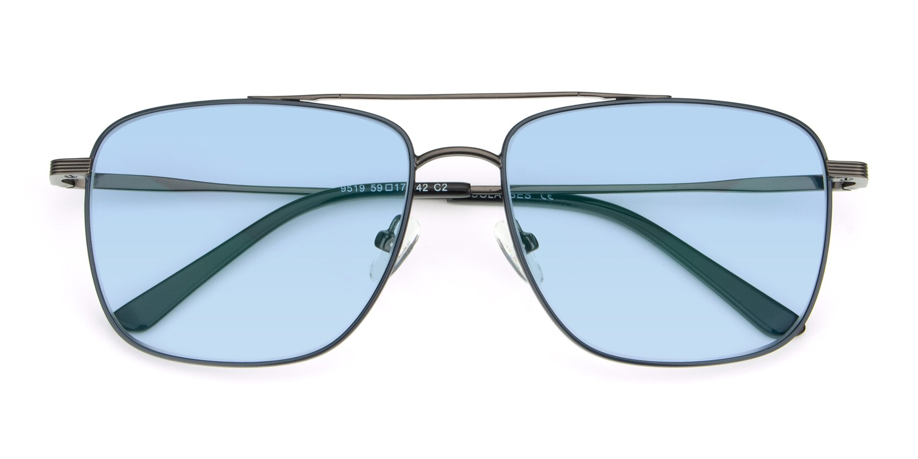Folded Front of 9519 in Ink Blue-Gunmetal with Light Blue Tinted Lenses