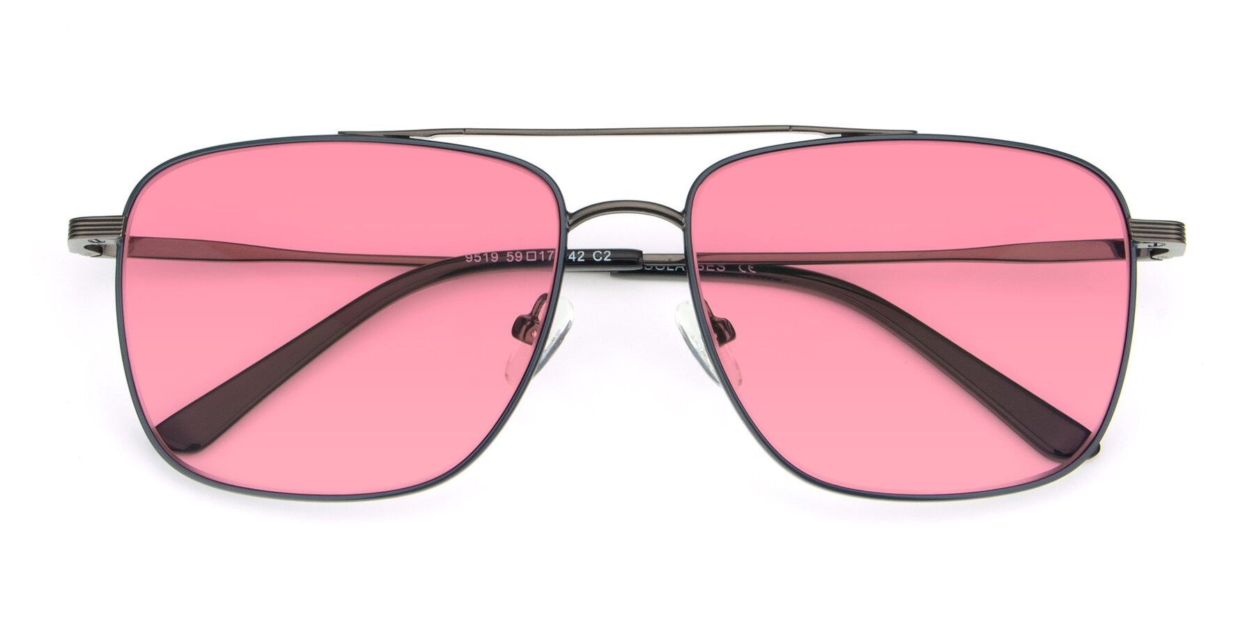 Folded Front of 9519 in Ink Blue-Gunmetal with Pink Tinted Lenses