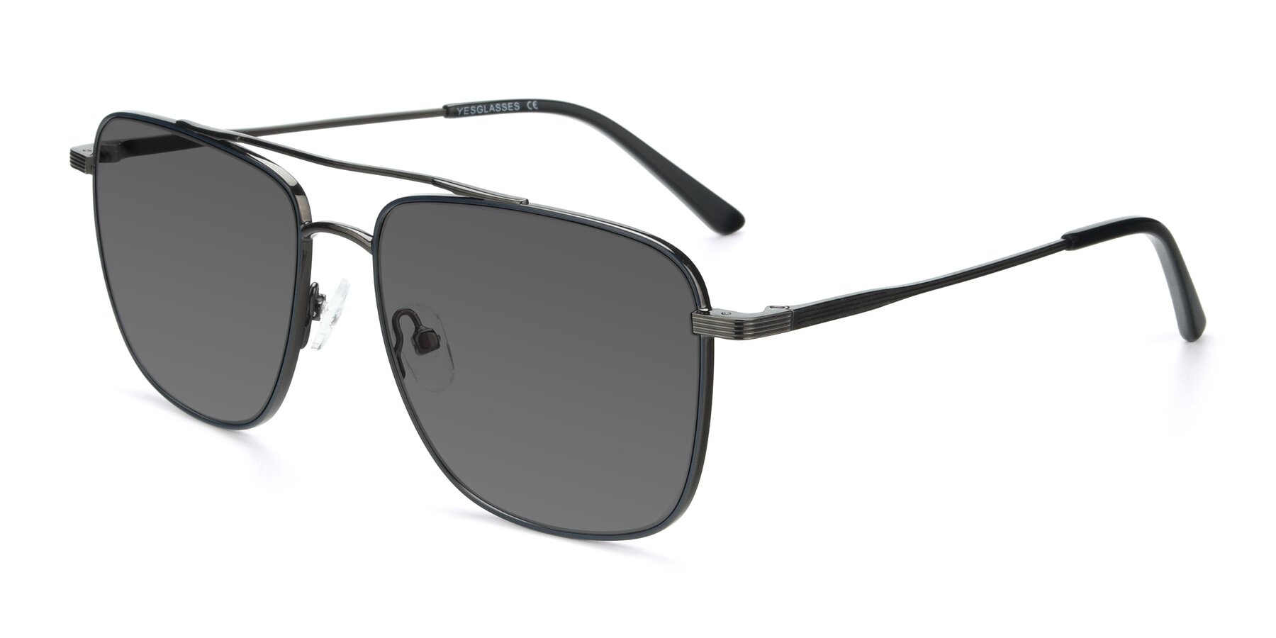 Angle of 9519 in Ink Blue-Gunmetal with Medium Gray Tinted Lenses