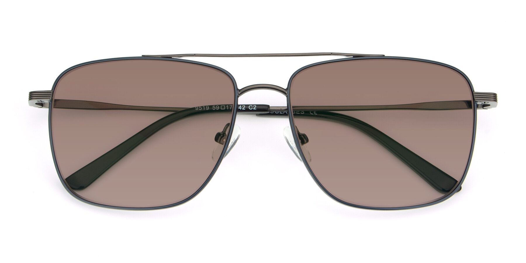 Folded Front of 9519 in Ink Blue-Gunmetal with Medium Brown Tinted Lenses