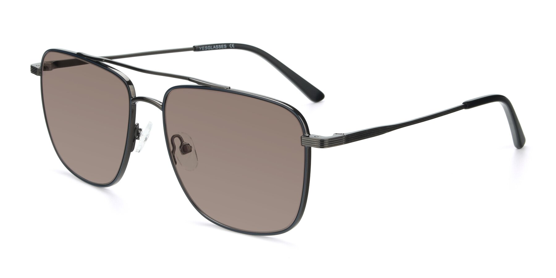 Angle of 9519 in Ink Blue-Gunmetal with Medium Brown Tinted Lenses