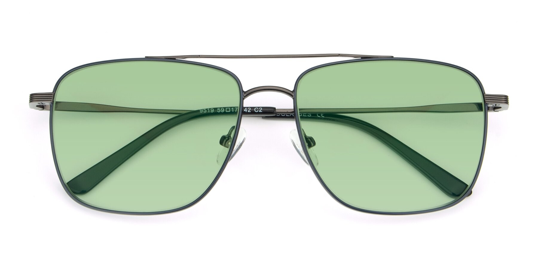 Folded Front of 9519 in Ink Blue-Gunmetal with Medium Green Tinted Lenses