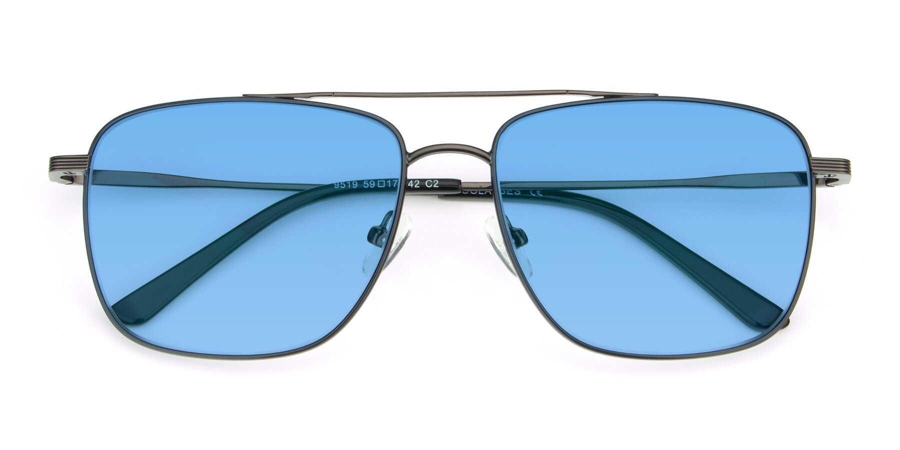 Folded Front of 9519 in Ink Blue-Gunmetal with Medium Blue Tinted Lenses