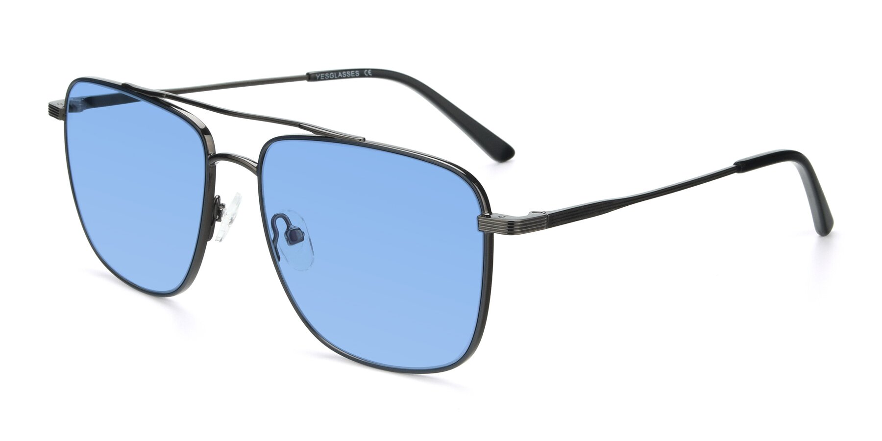Angle of 9519 in Ink Blue-Gunmetal with Medium Blue Tinted Lenses