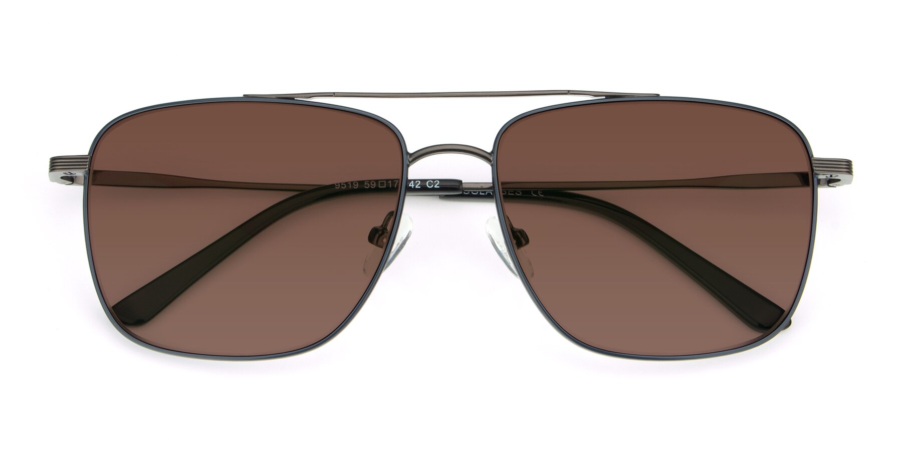 Folded Front of 9519 in Ink Blue-Gunmetal with Brown Tinted Lenses