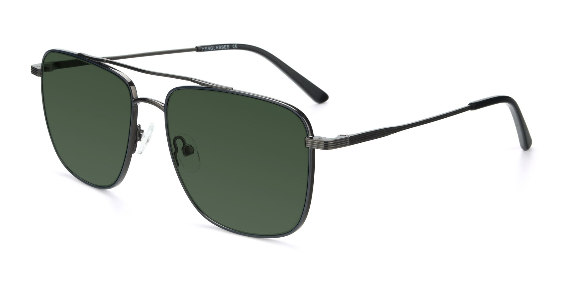 Angle of 9519 in Ink Blue-Gunmetal with Green Tinted Lenses