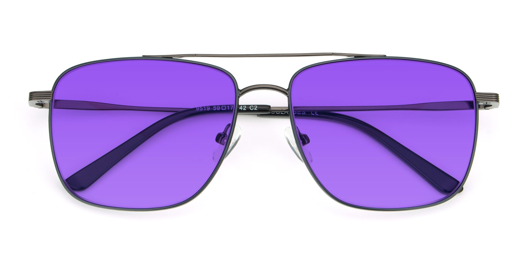 Folded Front of 9519 in Ink Blue-Gunmetal with Purple Tinted Lenses