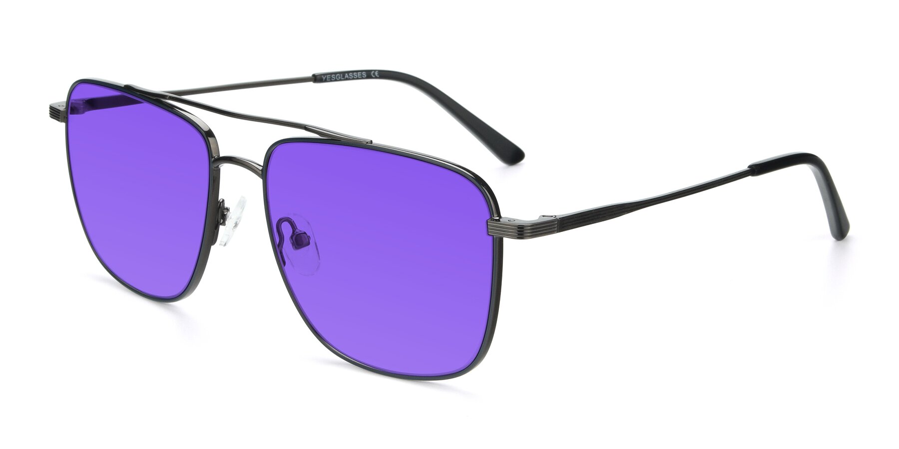 Angle of 9519 in Ink Blue-Gunmetal with Purple Tinted Lenses