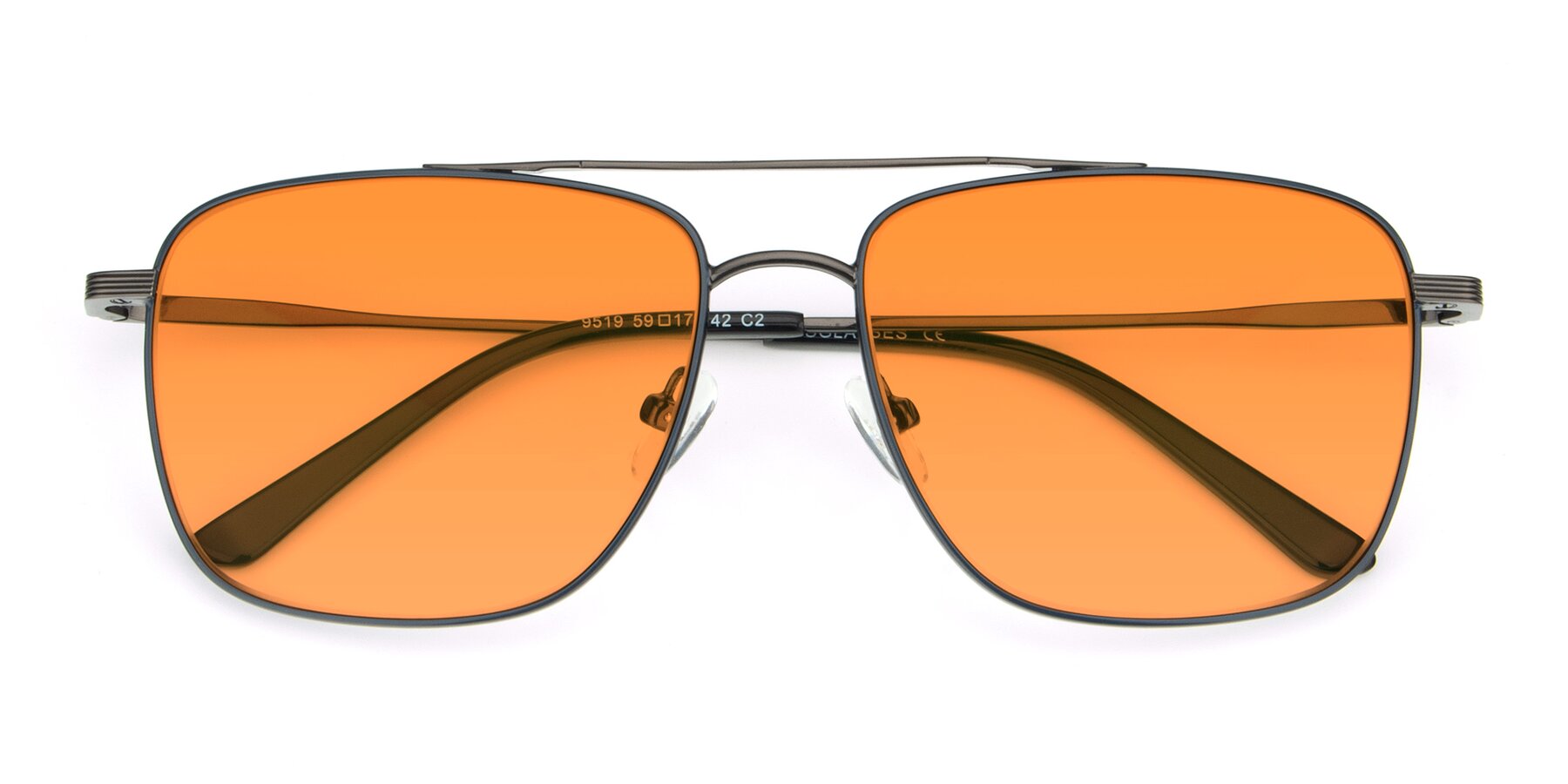 Folded Front of 9519 in Ink Blue-Gunmetal with Orange Tinted Lenses