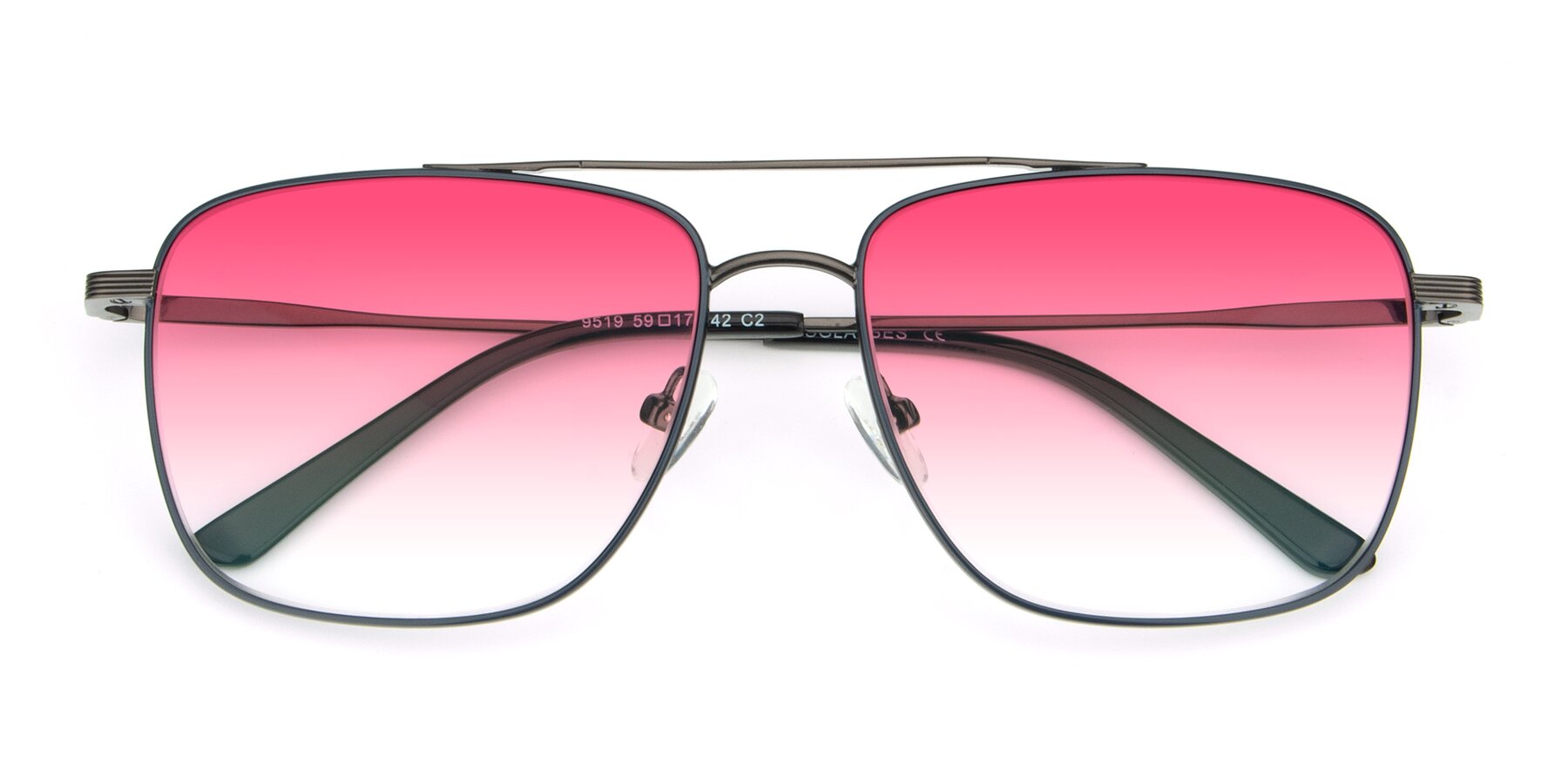 Folded Front of 9519 in Ink Blue-Gunmetal with Pink Gradient Lenses