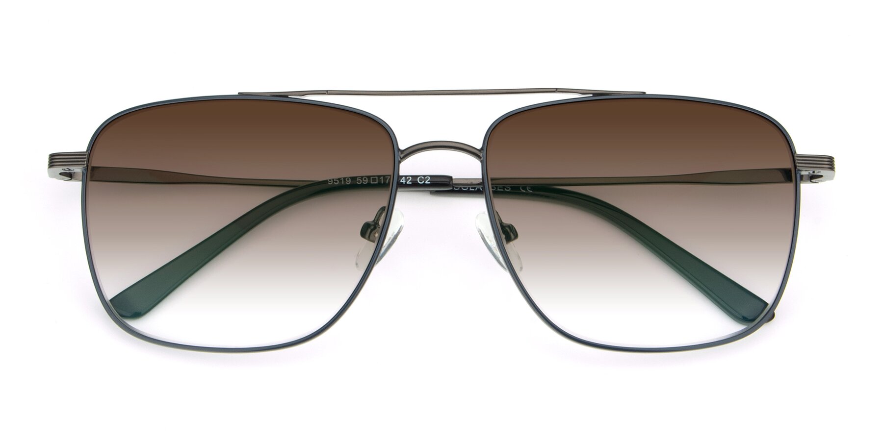 Folded Front of 9519 in Ink Blue-Gunmetal with Brown Gradient Lenses
