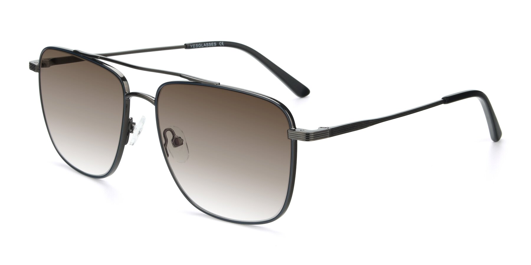 Angle of 9519 in Ink Blue-Gunmetal with Brown Gradient Lenses