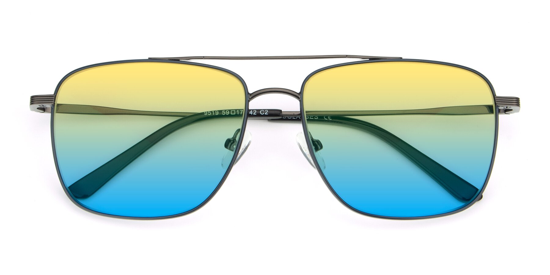 Folded Front of 9519 in Ink Blue-Gunmetal with Yellow / Blue Gradient Lenses