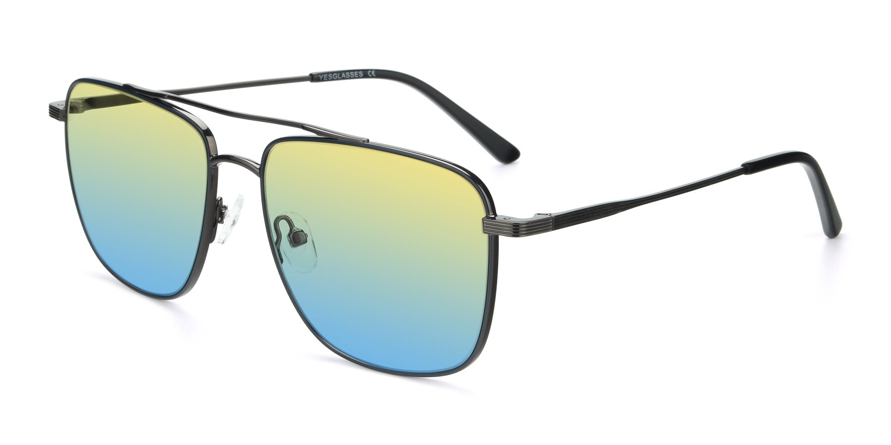 Angle of 9519 in Ink Blue-Gunmetal with Yellow / Blue Gradient Lenses