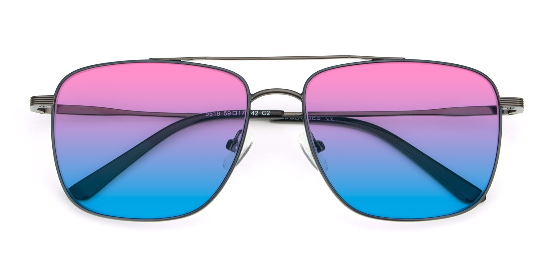Folded Front of 9519 in Ink Blue-Gunmetal with Pink / Blue Gradient Lenses