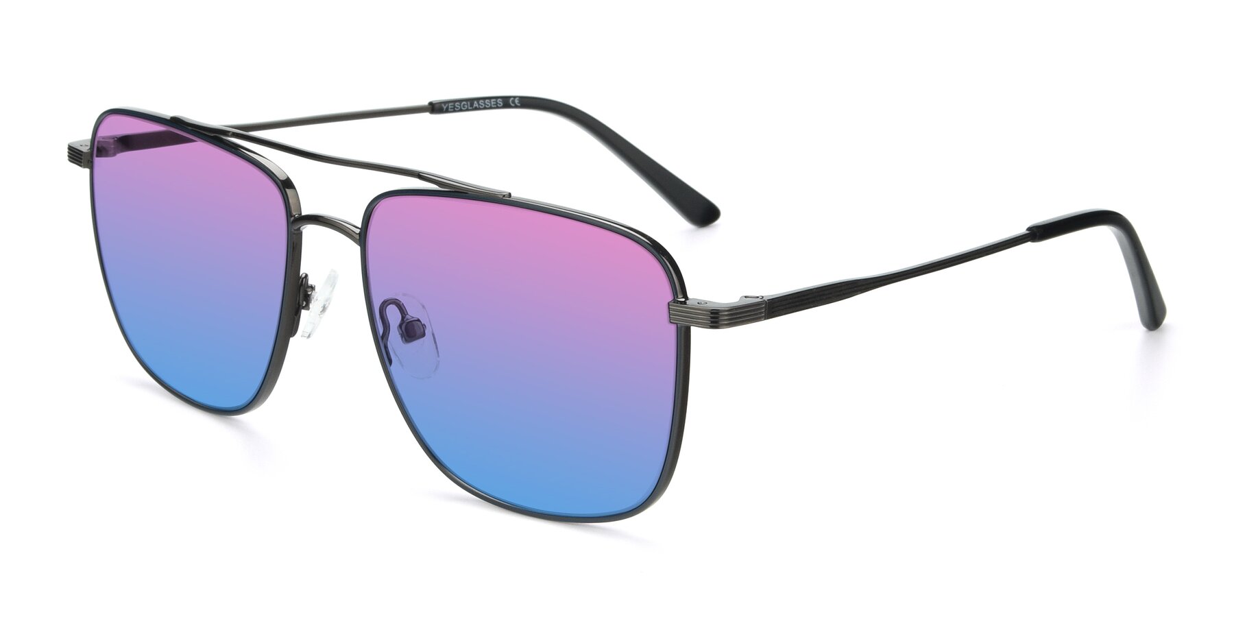 Angle of 9519 in Ink Blue-Gunmetal with Pink / Blue Gradient Lenses