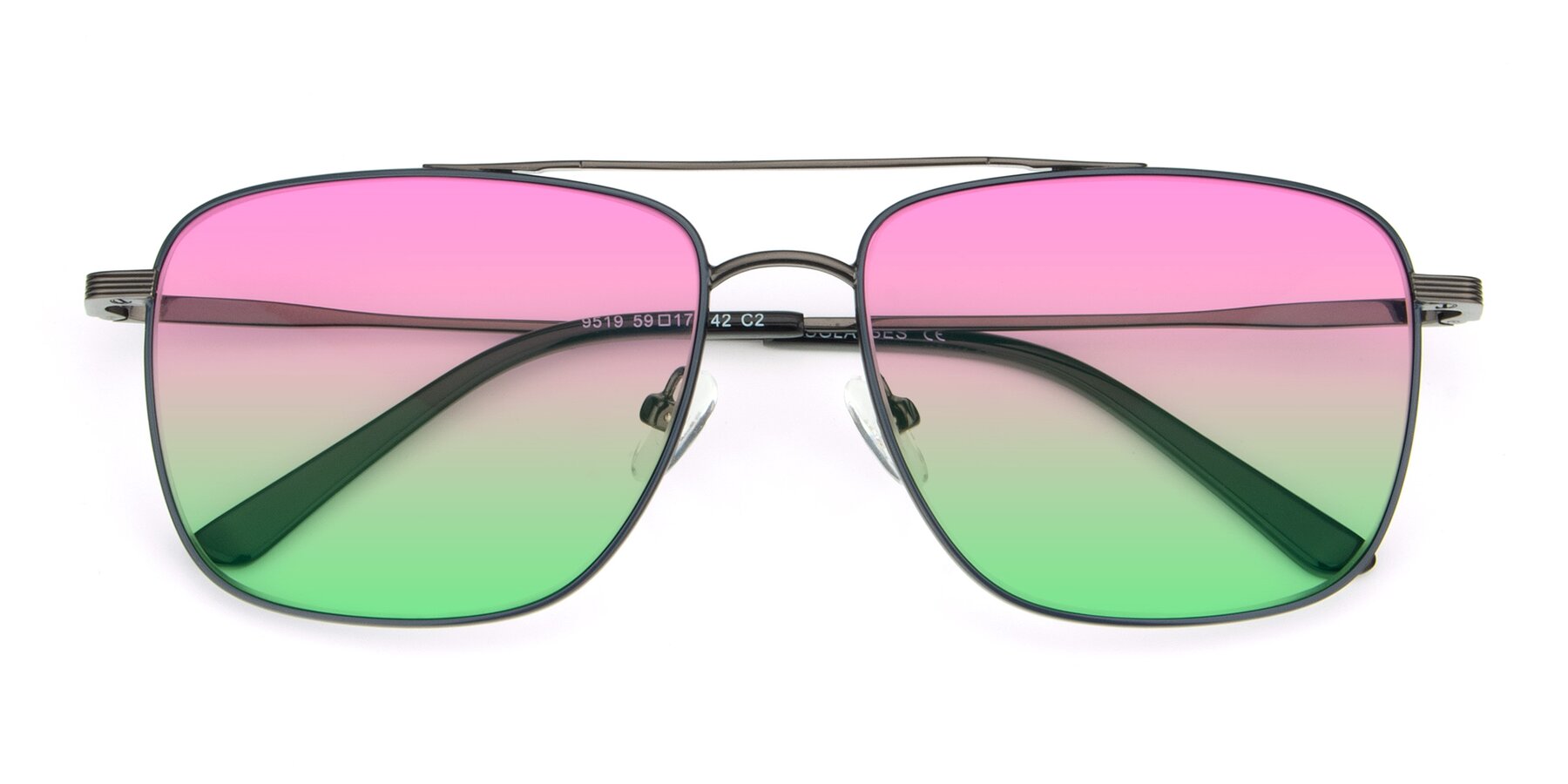 Folded Front of 9519 in Ink Blue-Gunmetal with Pink / Green Gradient Lenses