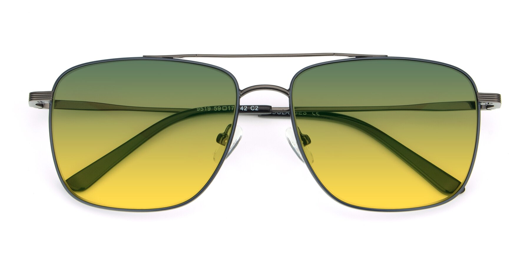 Folded Front of 9519 in Ink Blue-Gunmetal with Green / Yellow Gradient Lenses