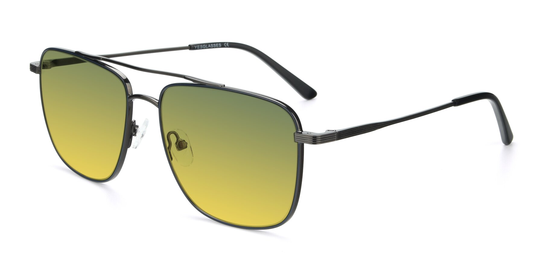 Angle of 9519 in Ink Blue-Gunmetal with Green / Yellow Gradient Lenses