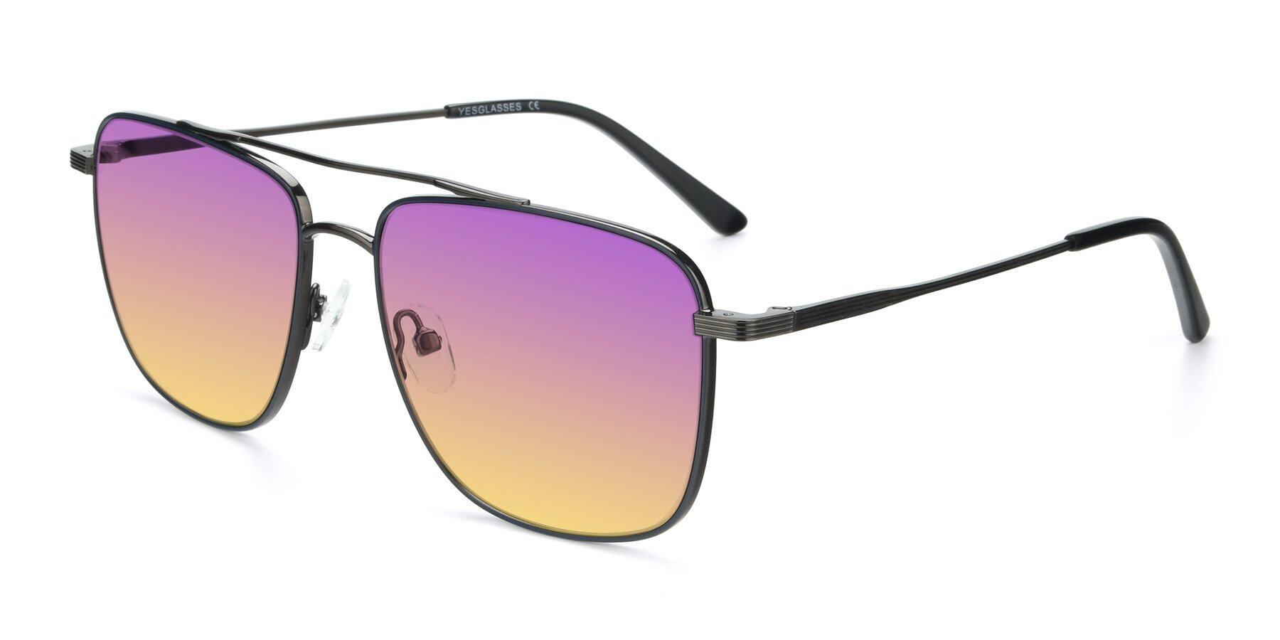 Angle of 9519 in Ink Blue-Gunmetal with Purple / Yellow Gradient Lenses