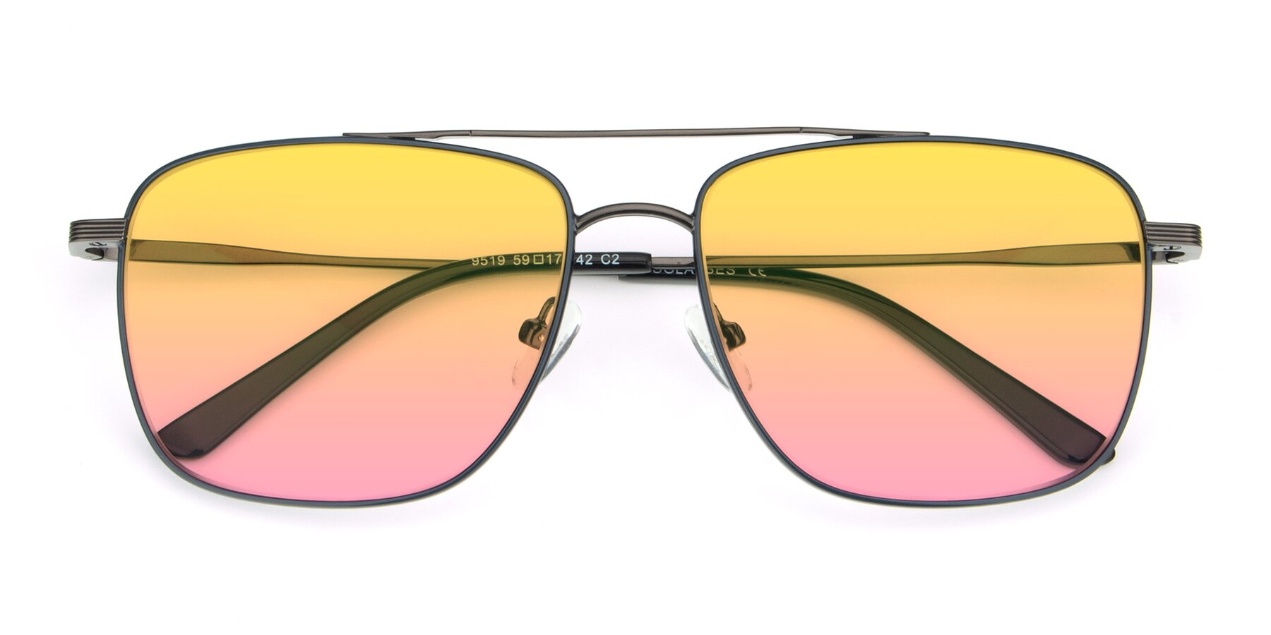 Folded Front of 9519 in Ink Blue-Gunmetal with Yellow / Pink Gradient Lenses