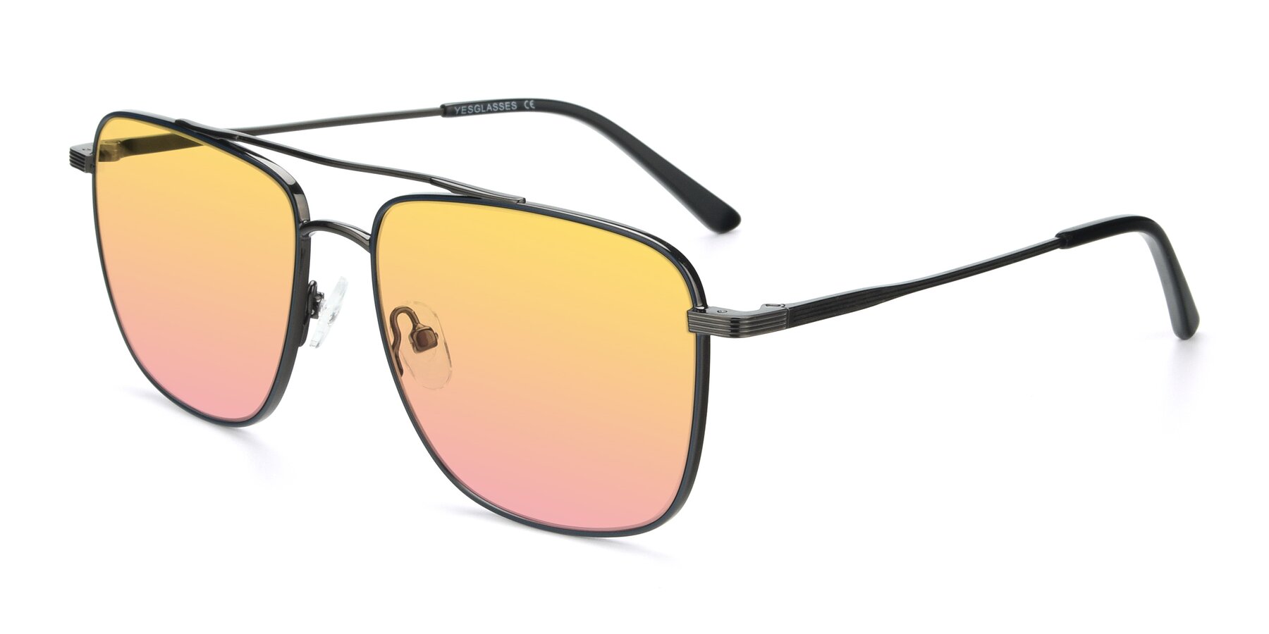 Angle of 9519 in Ink Blue-Gunmetal with Yellow / Pink Gradient Lenses
