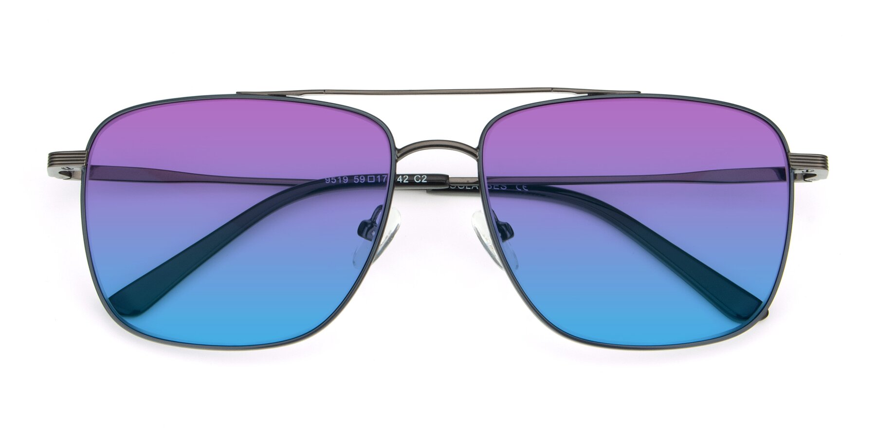 Folded Front of 9519 in Ink Blue-Gunmetal with Purple / Blue Gradient Lenses