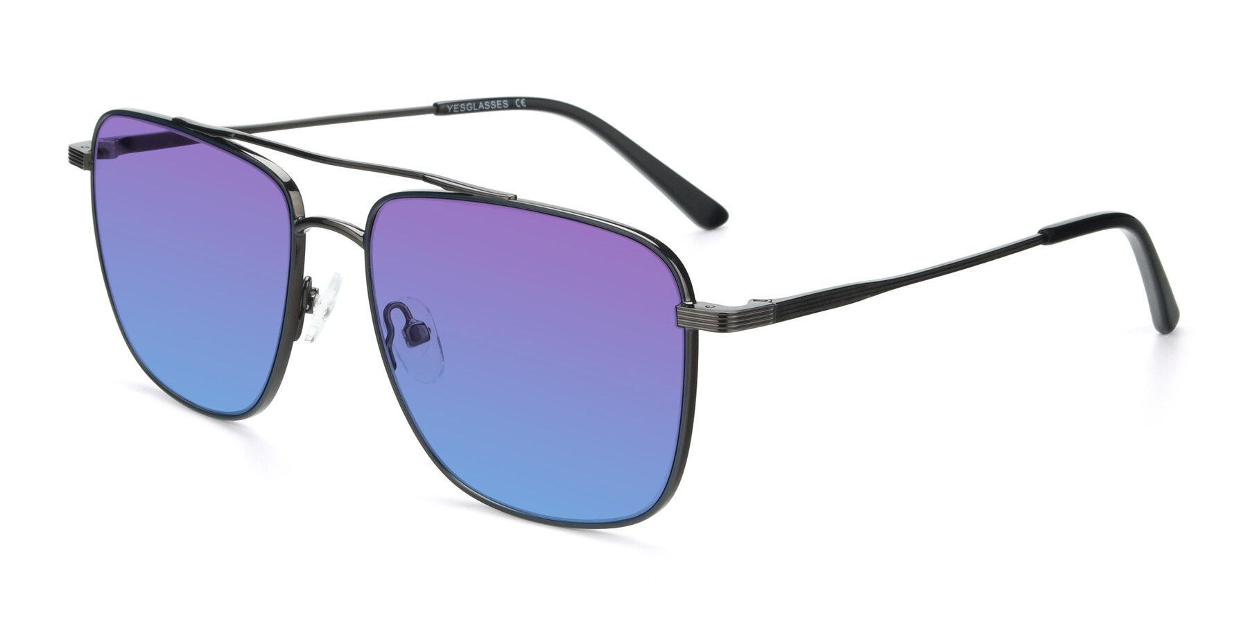 Angle of 9519 in Ink Blue-Gunmetal with Purple / Blue Gradient Lenses