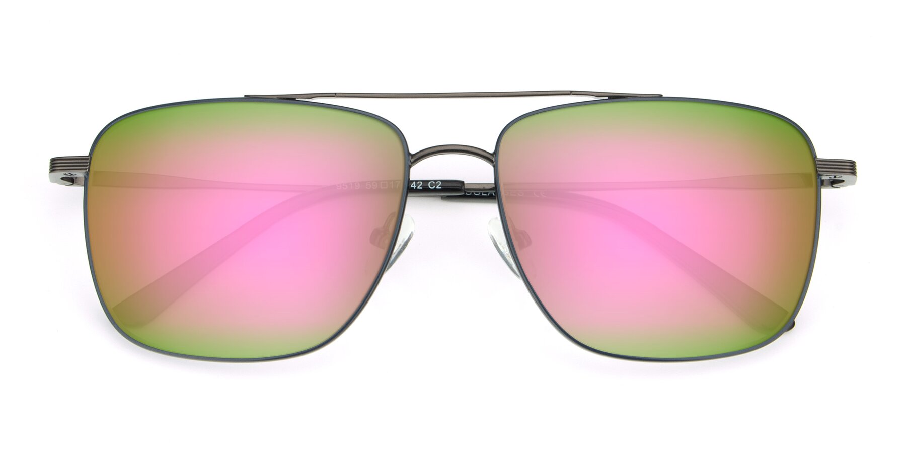 Folded Front of 9519 in Ink Blue-Gunmetal with Pink Mirrored Lenses
