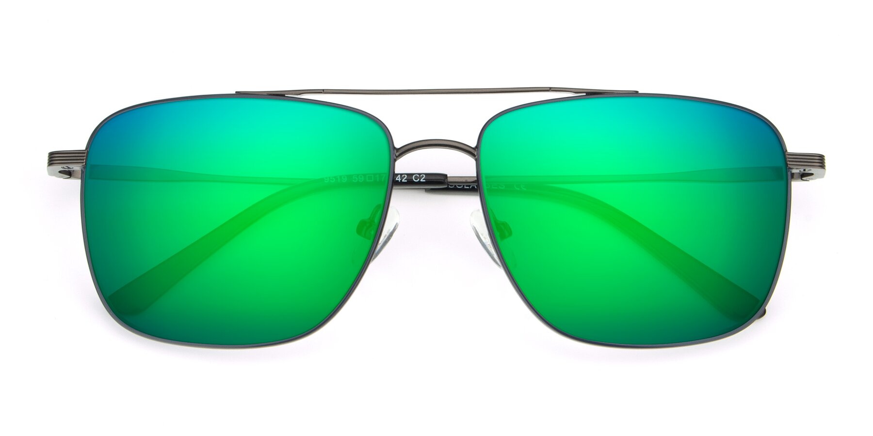 Folded Front of 9519 in Ink Blue-Gunmetal with Green Mirrored Lenses