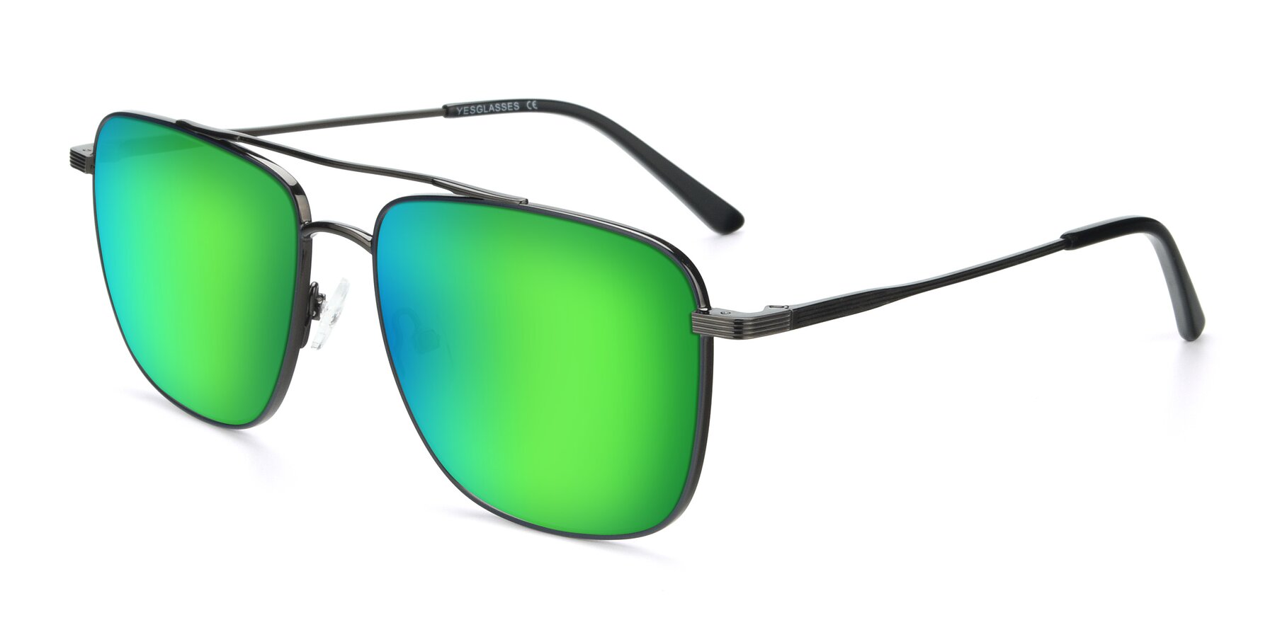 Angle of 9519 in Ink Blue-Gunmetal with Green Mirrored Lenses