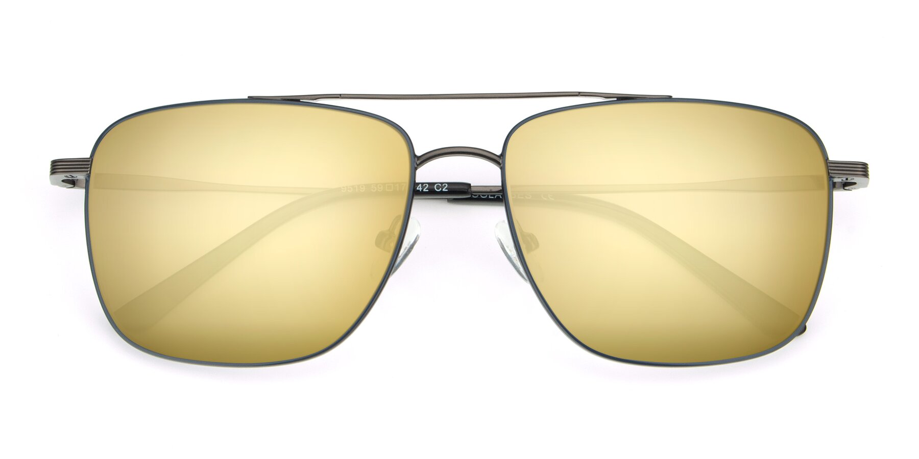 Folded Front of 9519 in Ink Blue-Gunmetal with Gold Mirrored Lenses