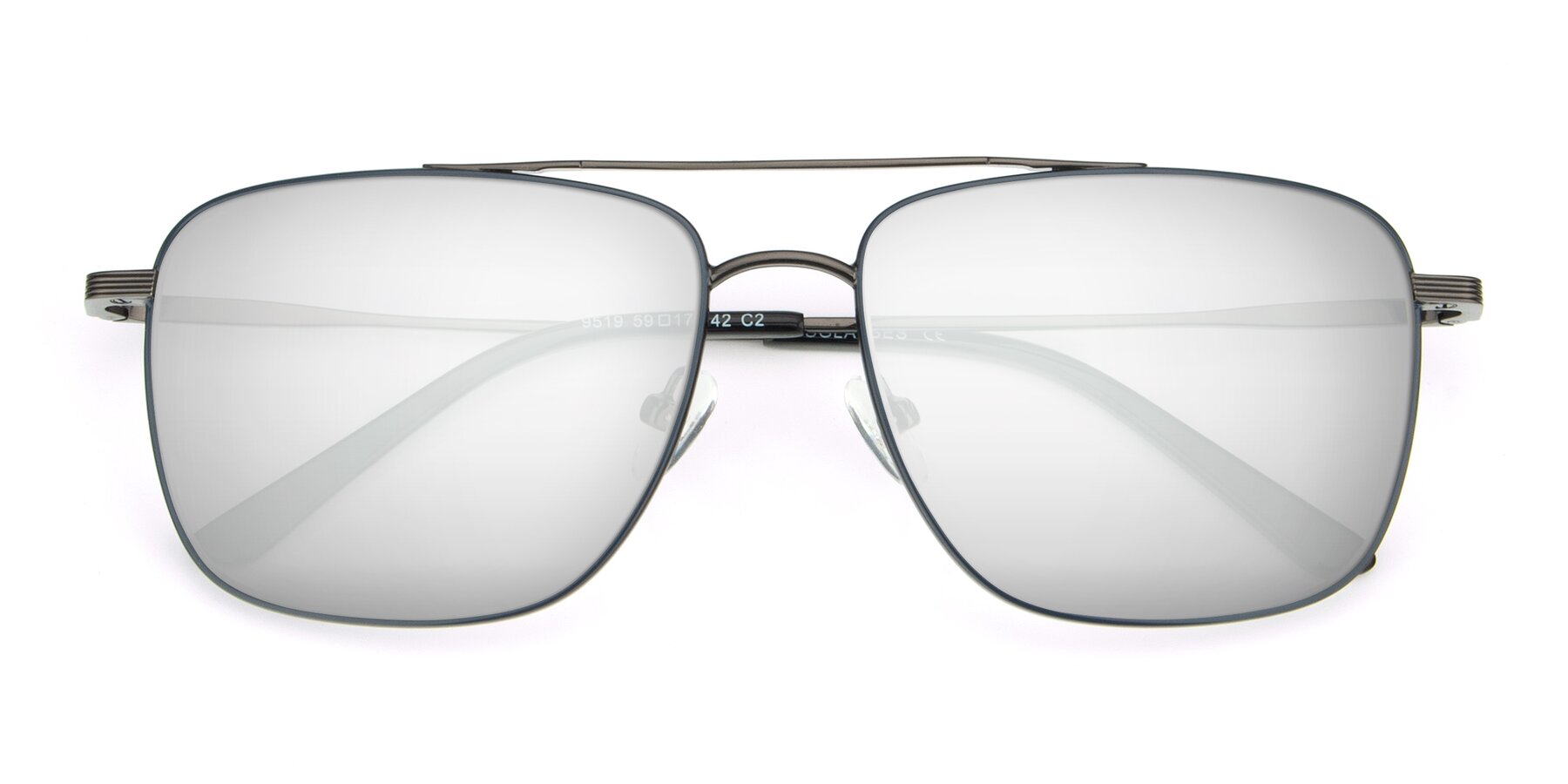 Folded Front of 9519 in Ink Blue-Gunmetal with Silver Mirrored Lenses