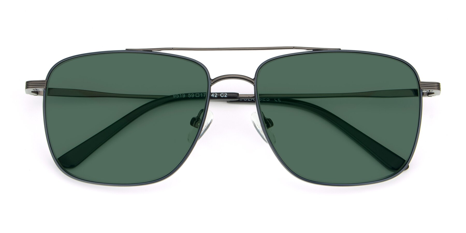 Folded Front of 9519 in Ink Blue-Gunmetal with Green Polarized Lenses