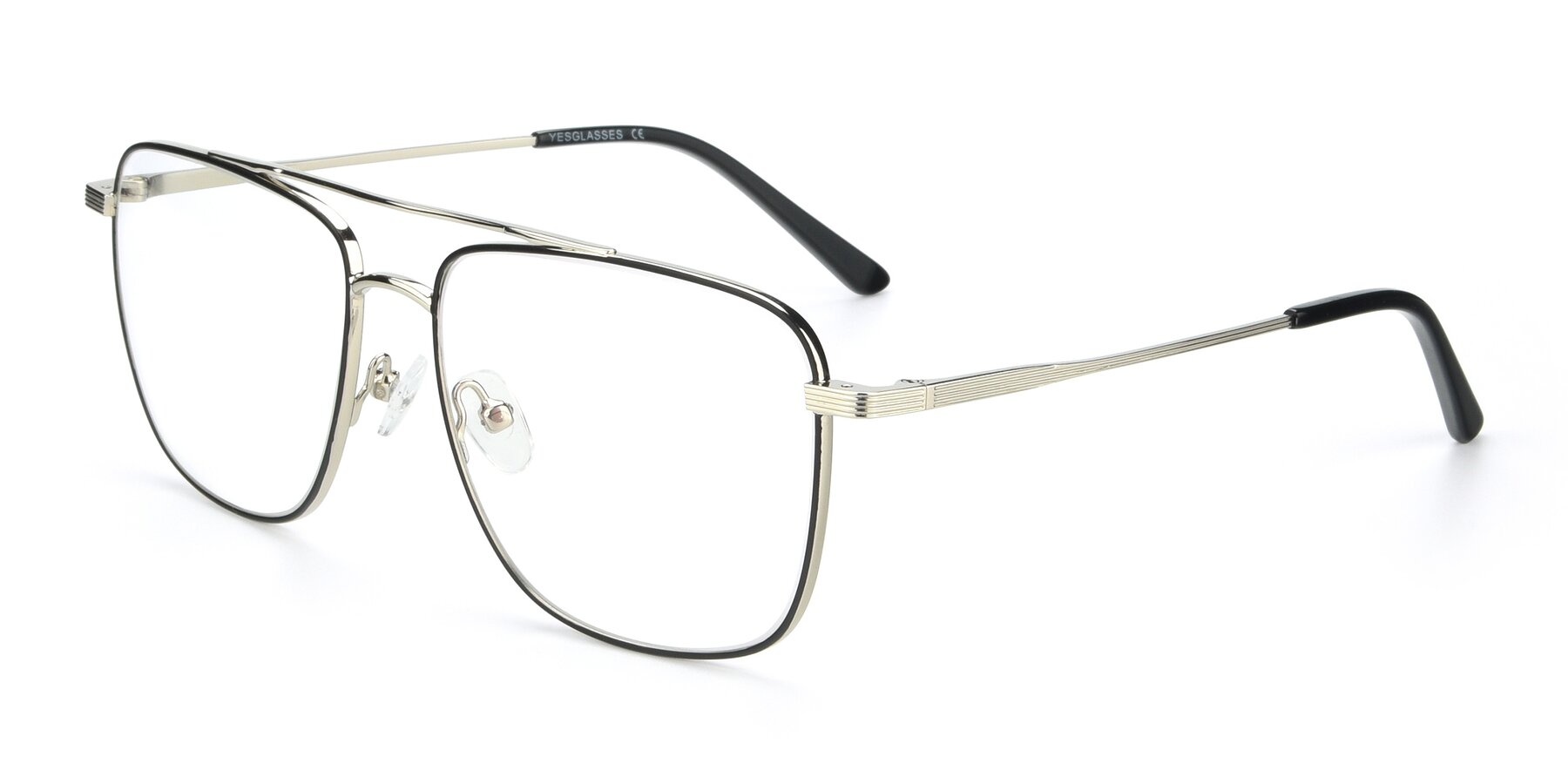 Angle of 9519 in Black-Silver with Clear Blue Light Blocking Lenses