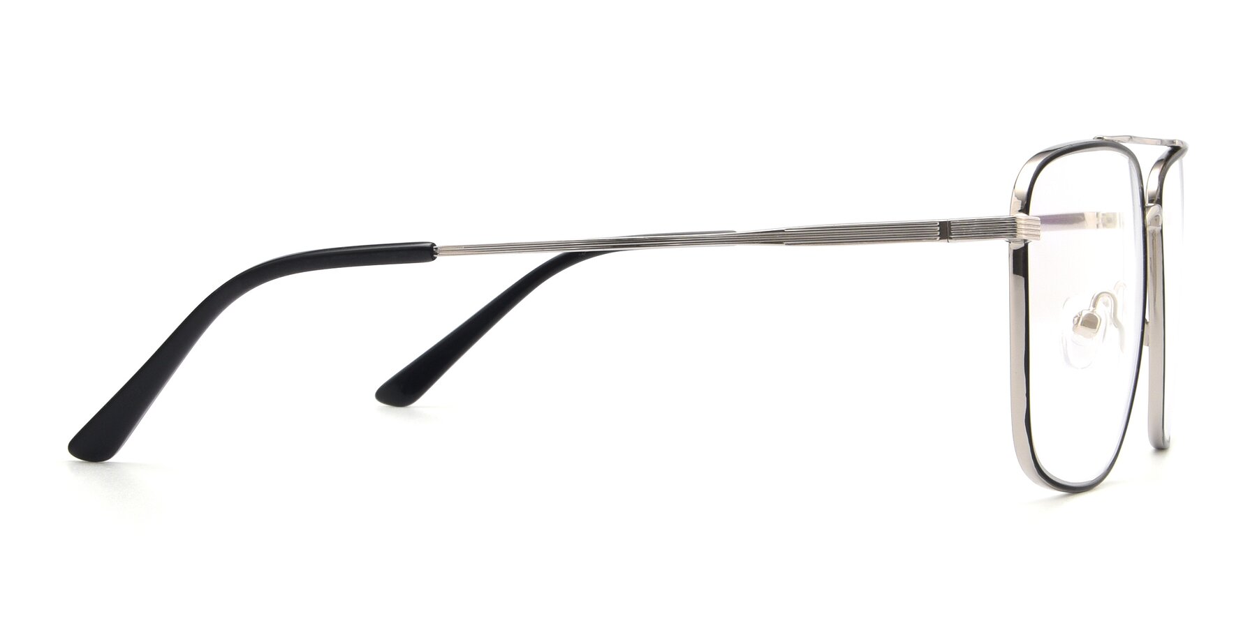 Side of 9519 in Black-Silver with Clear Eyeglass Lenses