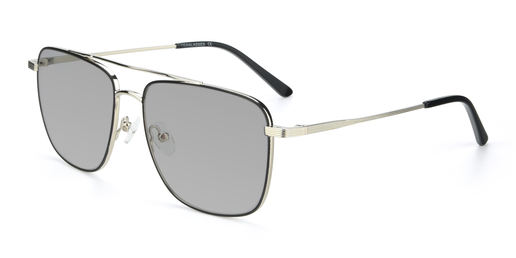 Angle of 9519 in Black-Silver with Light Gray Tinted Lenses