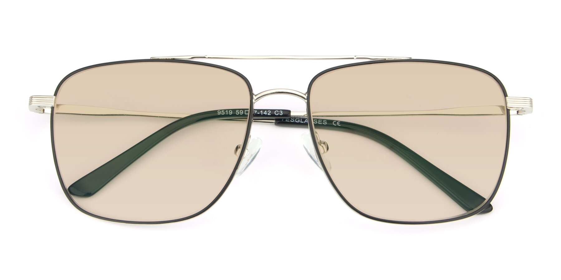 Folded Front of 9519 in Black-Silver with Light Brown Tinted Lenses