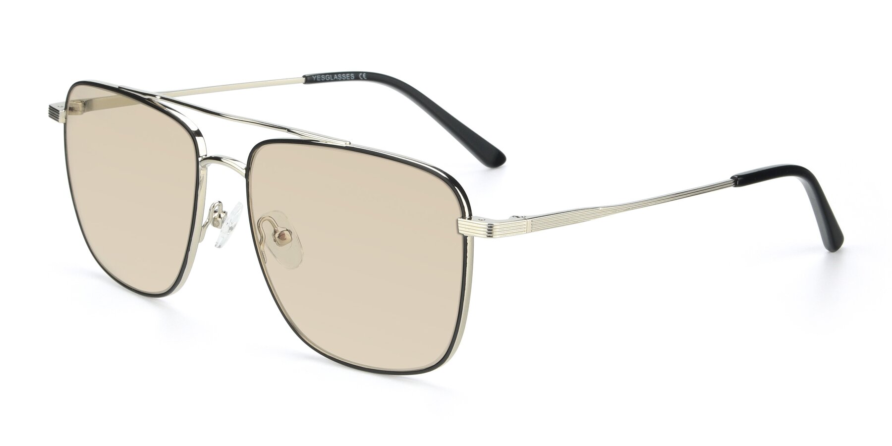 Angle of 9519 in Black-Silver with Light Brown Tinted Lenses