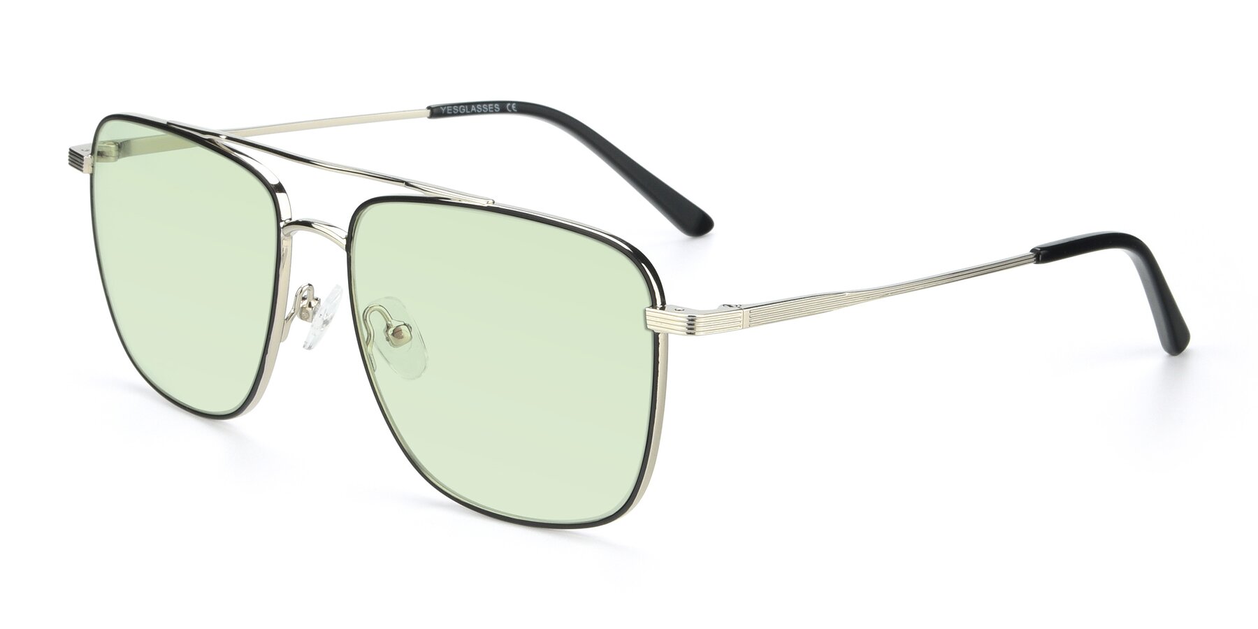 Angle of 9519 in Black-Silver with Light Green Tinted Lenses