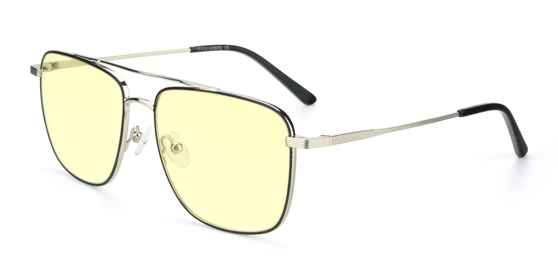 Angle of 9519 in Black-Silver with Light Yellow Tinted Lenses