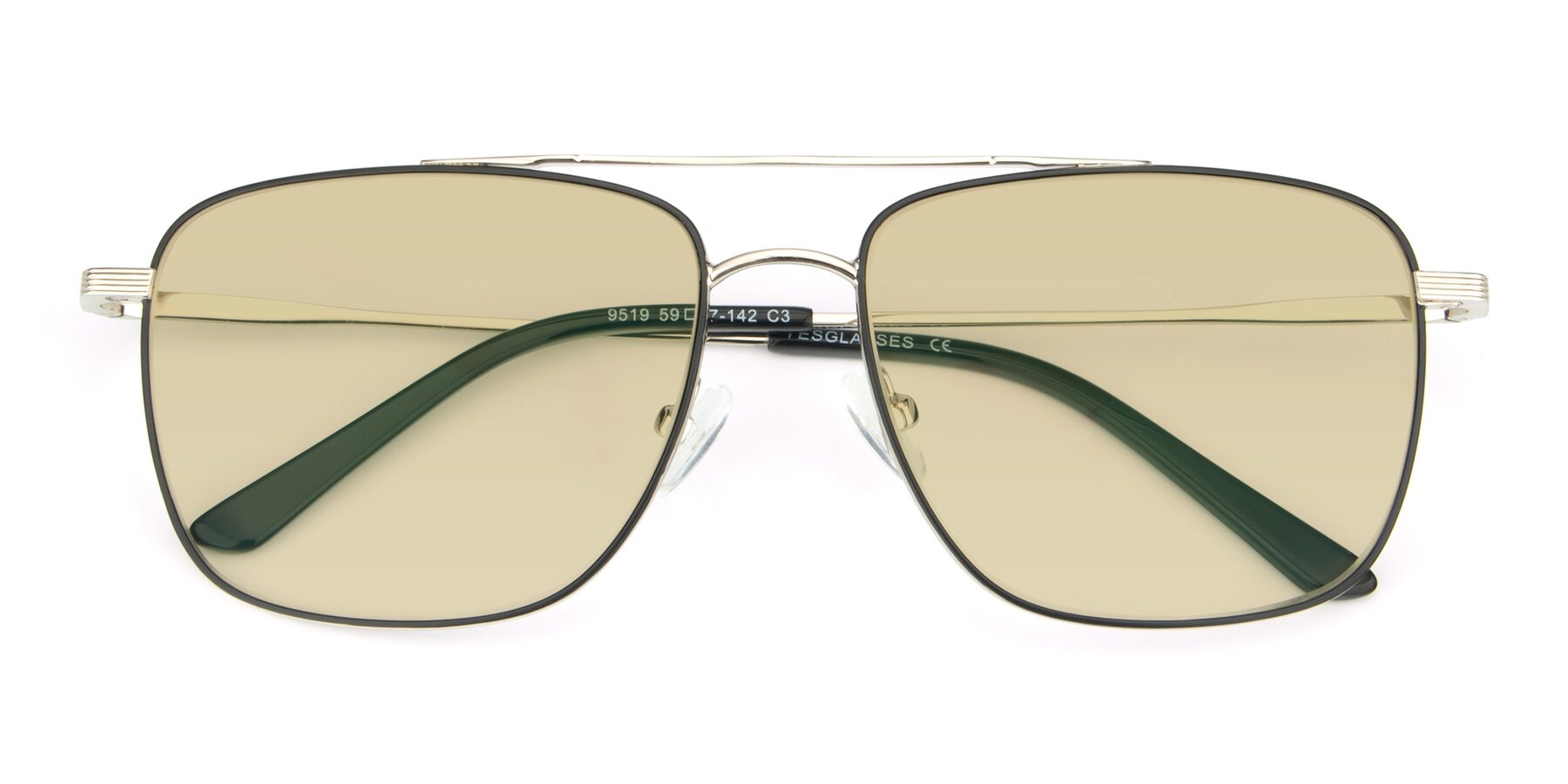 Folded Front of 9519 in Black-Silver with Light Champagne Tinted Lenses