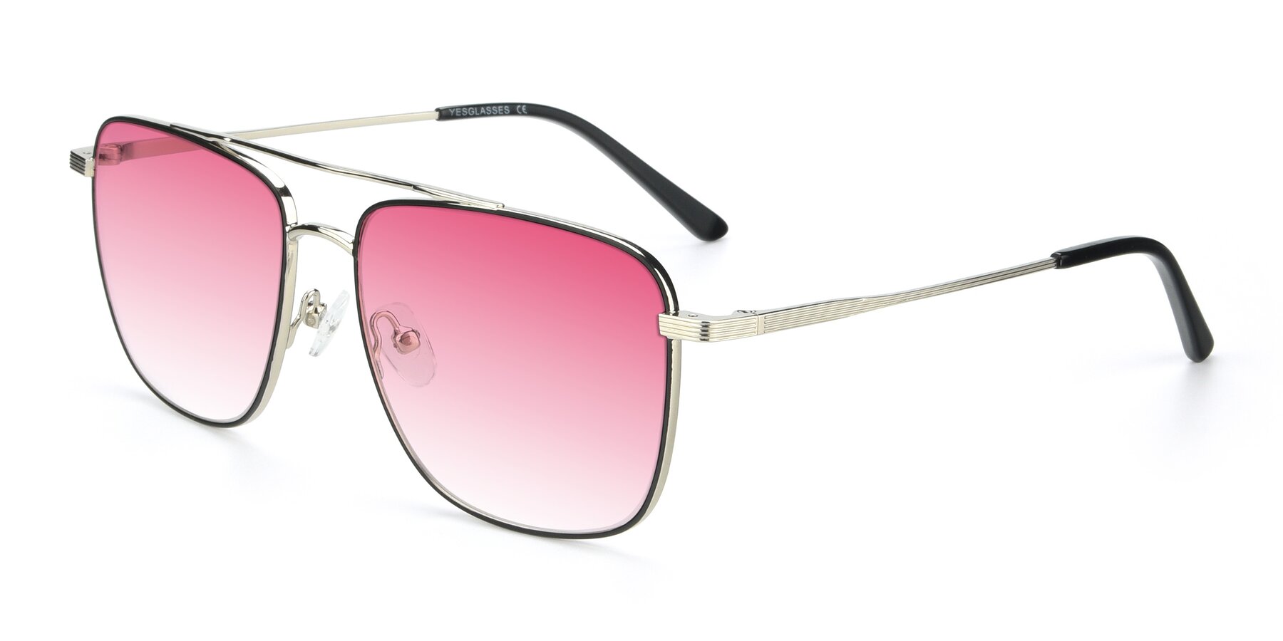 Angle of 9519 in Black-Silver with Pink Gradient Lenses