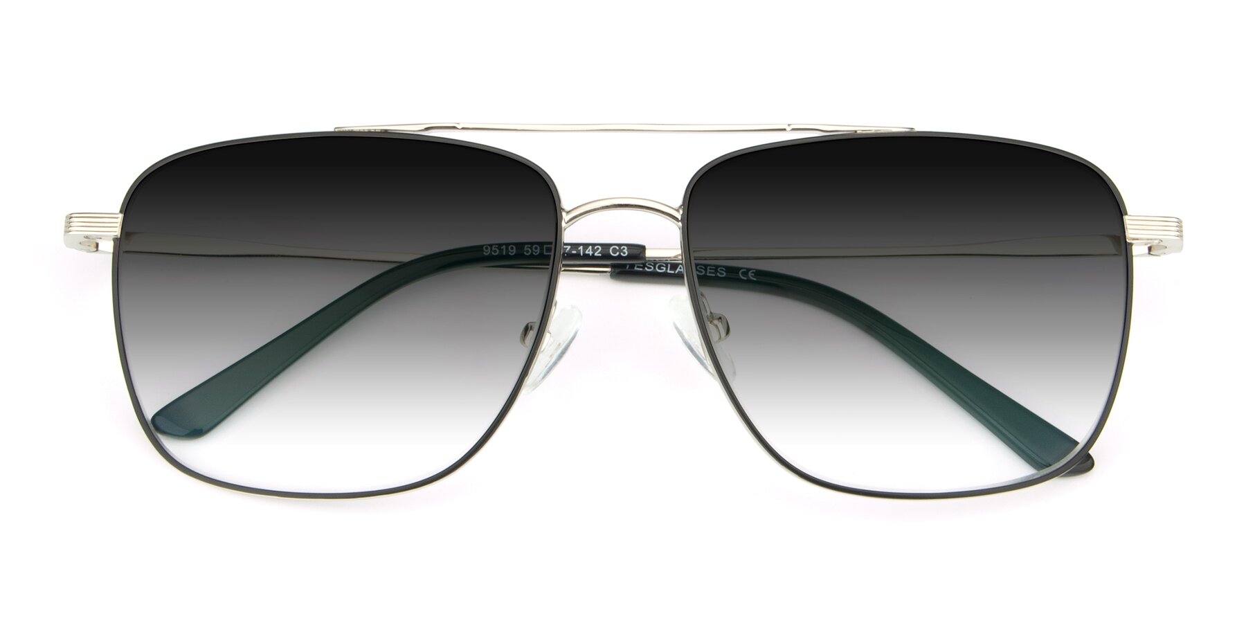 Folded Front of 9519 in Black-Silver with Gray Gradient Lenses