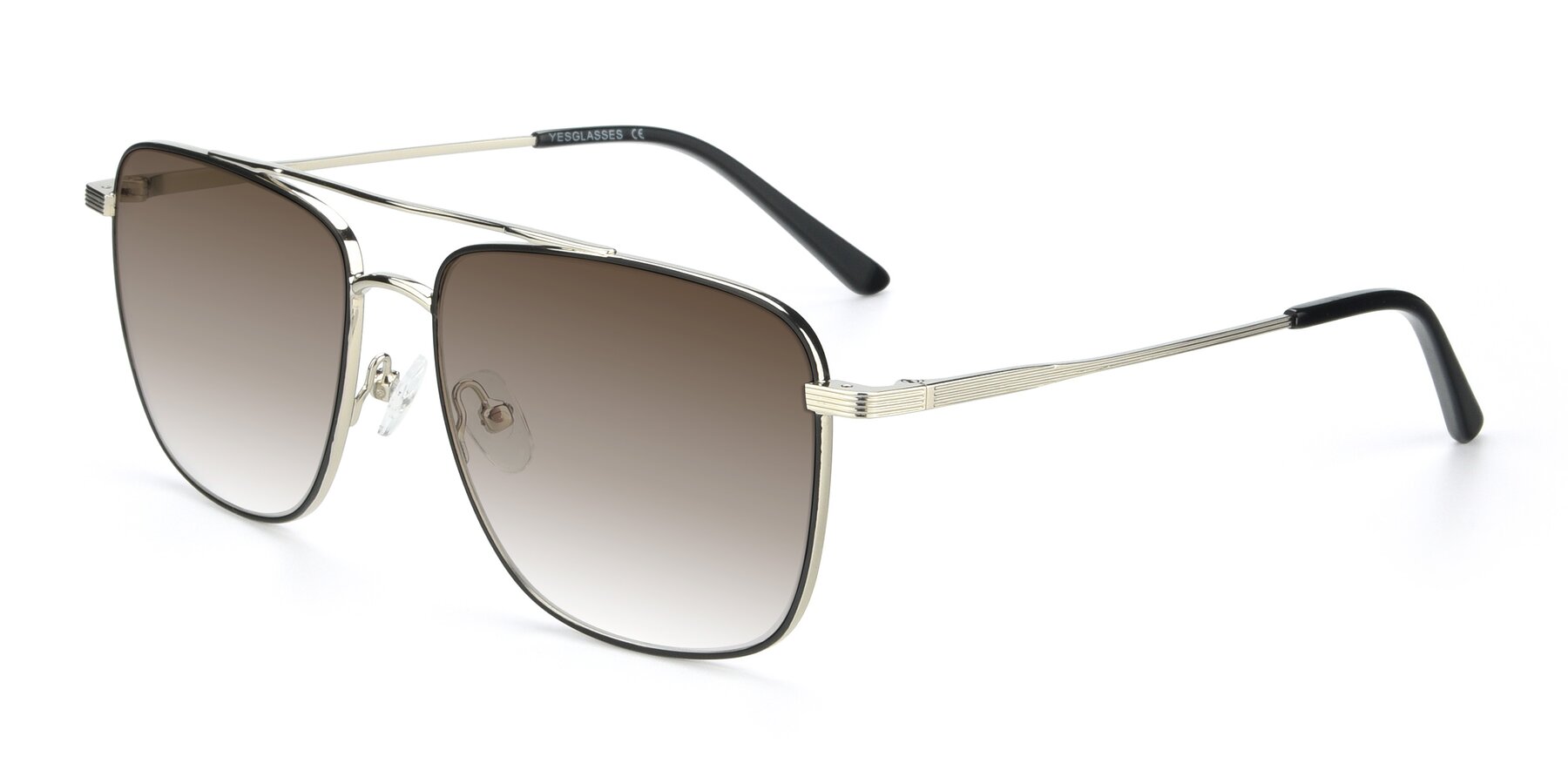 Angle of 9519 in Black-Silver with Brown Gradient Lenses