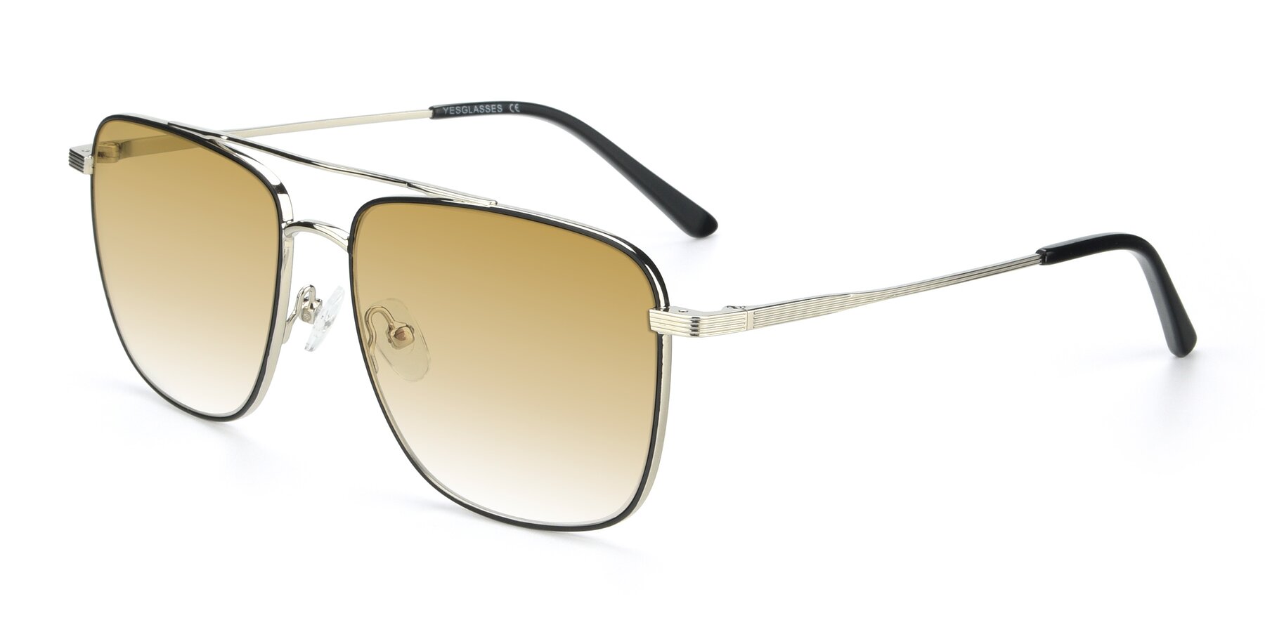 Angle of 9519 in Black-Silver with Champagne Gradient Lenses